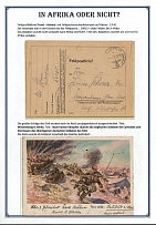 1942 Germany, German Field Post in Africa, cover from Front to Germany, Field post № 24025 (The battalion was not completely transferred to Africa), and propaganda postcard Text: After hard fighting, the English soldiers leave Cyrenaic