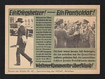 'A Warmonger! - A Front-Line Soldier!', Munich, Third Reich Propaganda, Poster, Nazi Germany