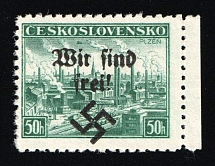 1938 50h Occupation of Rumburg, Sudetenland, Germany (Mi. 51, Margin, MNH)