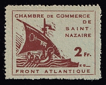 1945 2fr Saint-Nazaire, German Occupation of France, Germany (Mi. 2, Signed, CV $390)