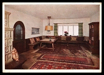 1933-1945 'The Berghof Obersalzberg. Living room', Propaganda Postcard, Third Reich Nazi Germany