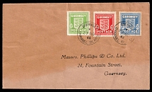 1944 (27 Nov) Guernsey, German Occupation, Germany, Cover (Mi. 1 e, 2 a - 3 a, CV $370)