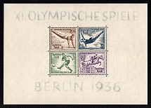 1936 Third Reich, Germany, Souvenir Sheet (Mi. Bl. 5 z var, Thick Paper, CV $400, MNH)