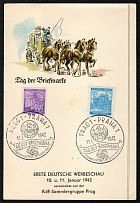 1941 Bohemia and Moravia German Protectorate Souvenir Sheet franked with Michel 27 and 56