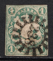 1867 1kr Bavaria, German States, Germany (Mi. 14 b I, Canceled, CV $100)