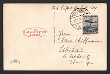 1936 (23 Mar) Germany, Hindenburg airship airmail postcard from Friedrichshafen to Nodsenitz, Mail flight 'Friedrichshafen - FN-Lowental (Sieger 401 Bb)