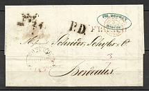1852 Cover from Moscow to Bordeaux, France (Dobin 3.05 - R4, Dobin 8.02 - R5)