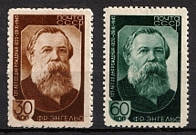 1945 125th Anniversary of the Birth of Engels, Soviet Union, USSR, Russia (Zv. 919 I - 920 I, Full Set, MNH)
