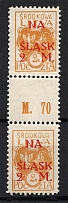 1921 2 M on 2 M Central Lithuania, 'NA SLASK' (Control Number, Gutter-Pair, MNH)