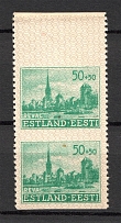 1941 50pf Occupation of Estonia, Germany (MISSED Perforation, Print Error, Pair, CV $150, MNH)