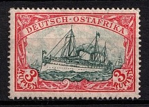 1905-20 3r East Africa, German Colonies, Kaiser’s Yacht, Germany (Mi. 39 II B, CV $50)