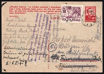 1950 Poland, Postal Stationery Postcard franked with Mi. 558