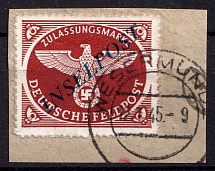 1944 Reich Military Mail Fieldpost Feldpost `INSELPOST`, Germany (Mi. 10 B b I, Canceled, CV $100)