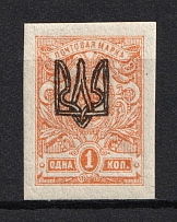 Odessa Type 1 - 1 Kop, Ukraine Trident (OFFSET of Overprint, Print Error)