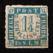 1864 1.25s Holstein and Lauenburg, German States, Germany (Mi. 7, Sc. 18, Signed, CV $30)