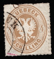 1863 4s Lubeck, German States, Germany (Mi 12a, Canceled, CV $160)