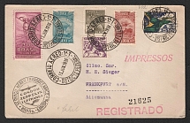 1936 (13 Jun) Brazil, Graf Zeppelin airship Registered airmail cover from Rio de Janeiro to Frankfurt, Flight to South America 'Recife - Frankfurt' (Sieger 352)