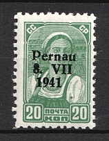 1941 20k Parnu Pernau, German Occupation of Estonia, Germany (Mi. 8 I, Signed, CV $100, MNH)