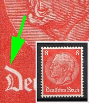 1933-36 8pf Third Reich, Germany (Mi. 517 I, 'D' in 'Deutschland' open above)