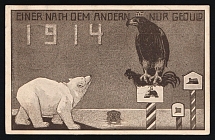 1914-18 'One at a time - just be patient' WWI European Caricature Propaganda Postcard, Europe