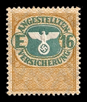 'E16' Employee Medical Insurance Stamp, Revenue, Swastika, Third Reich, Nazi Germany