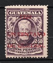 1928 1c on 2.5p Guatemala ('1923' instead '1928', Print Error, Canceled)