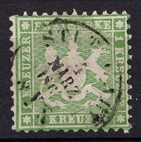 1863-64 1kr Wurttemberg, Germany (Mi. 25 a, CV $90, Canceled)
