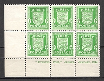 1941-42 Germany Occupation of Jersey Block 0.5 D (Control Text, CV $70)