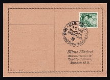 1938 (4 Dec) Karlsbad, Occupation of Sudetenland, Germany, Postcard to Teplitz-Schonau (Teplice) (Mi. 684, Special Cancellation)