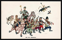 1942 'New Order', WWII Anti-Axis Propaganda, Hitler Tojo Mussolini Caricatures, Cartoon Illustration Postcard By Polish Artist Arthur Szyk, Mint