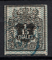 1856-57 1/15th Hannover, German States, Germany (Mi. 11, Canceled, CV $430)