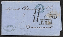 1861 (22 Mar) Russian Empire, cover from Saint Petersburg to Bordeaux (France) with Tax Stempel Porto