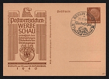 1940 'Postage stamps advertising show Berlin 1940', Propaganda Postcard, Third Reich Nazi Germany
