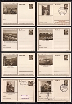 1936 Hindenburg, Third Reich, Germany, 8 Postal Cards