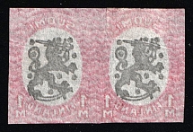 1917-30 1m Finland, Pair (Proof, Thin Paper, Mirrored Printing)