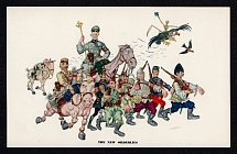 'New Order', United States, WWII Anti-Axis Propaganda, Hitler Tojo Mussolini Caricatures, Postcard From Esquire Magazin, Mint