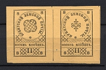 1880 8k Irbit Zemstvo, Russia (Schmidt #4+4T1, Font Type III, Pair)