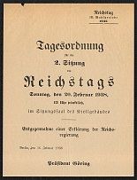 1937 Membership book for the session of the Reichstag