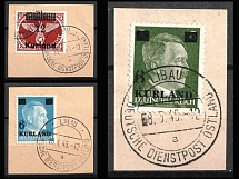 1945 Kurland, German Occupation, Germany (Mi. 1, 3, 4, Liepaja Postmarks, CV $240)