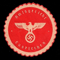 Euskirchen District Court, Swastika, Third Reich Propaganda, Mail Seal Label, Nazi Germany