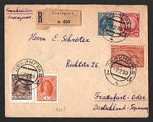 1930 (2 Feb) USSR Russia Registered cover from Leningrad to Frankfurt (Germany) total franked 28k