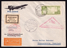 1932 (26 Aug) USSR Russia Airmail Polar cover, First flight from Franz Josef Land to Braunschweig via Arkhangelsk, Berlin, paying 1R with red triangle Polar flight handstamps