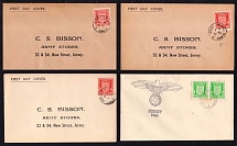 1941-42 Jersey, German Occupation, Swastika, Germany, Four Covers, First Day Covers (Mi. 1 y - 2 y, CV $100)