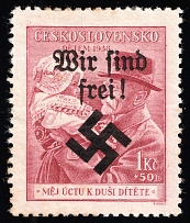 1939 1k Moravia-Ostrava, Bohemia and Moravia, Germany Local Issue (Mi. 29, Type I, Signed, CV $230)