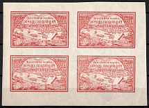 1921 2250r Volga Famine Relief Issue, RSFSR, Russia, Block of Four (FORGERIES, Mirror Left 'Y', MNH)