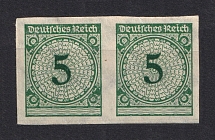 1923 5pf Third Reich, Germany (IMPERFORATED, Mi. 339 a U, Pair, Signed, CV $340)