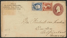 1884 (12 Nov) United States, Cover from New York to Emden (Germany), franked with 1c, 2c US Issues (German Cross Cancellation)