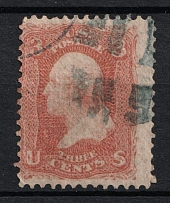 1868 3c Washington, United States, USA (Scott 94, Red, Blue Cancellation)