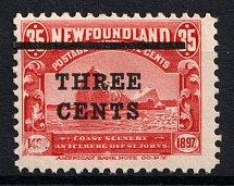 1920 3c on 35c Newfoundland, Canada (SG 147b, Lower Bar Omitted, CV $250)