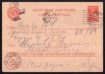 1941-45 20k 'Moneу Maу Be Sеnt bу Mail, Telegraph or Bу Phototelegraph', Advertising lnformationаl Agitational Censored Postcard, USSR, Russia (SC #8, Omsk - Moscow)
